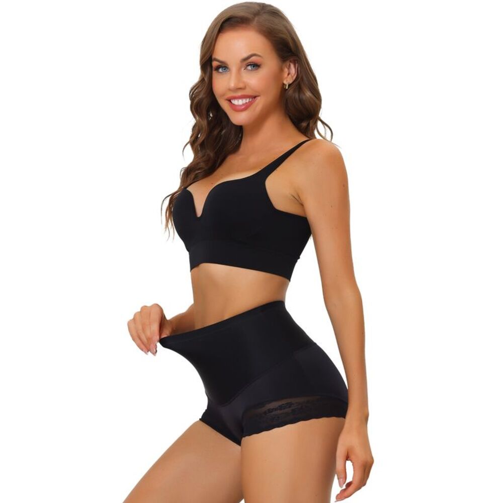 High Waisted Lace Brief Shapewear Panties Bodyshaper Light Brown